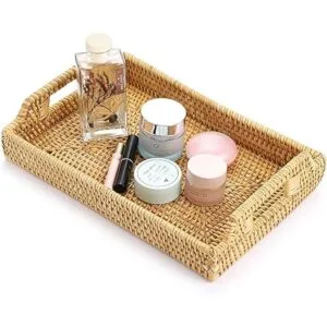 Hipiwe Bandeja organizadora de ratán con asas bandeja