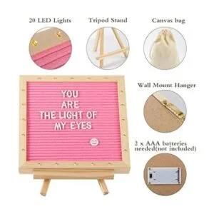 Tablero de letras de fieltro rosa con luces LED tablero_6