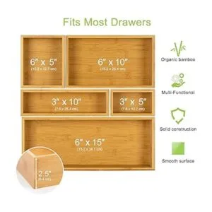 Secura Juego de 5 cajas organizadoras de utensilios para