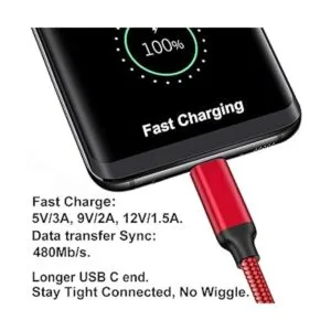 Cable USB tipo C carga rápida 3A cable cargador largo_3