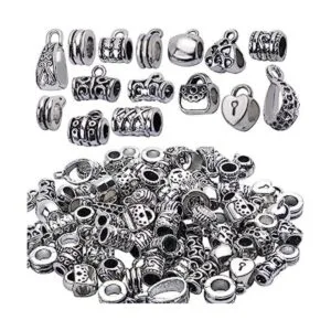 85 piezas de plata antigua fianza pulseras colgantes