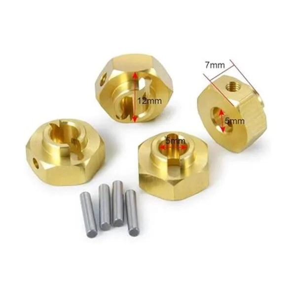 RCLions Hubs hexagonales de rueda de 0.472 in latón_2