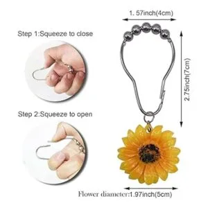 CHICTIE Ganchos para cortina de ducha de girasol ganchos_4