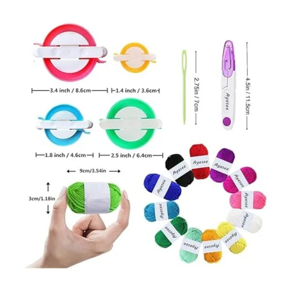 Kit de fabricación de pompones telar de tejer agujas de