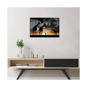 Póster de pared de Jirafas diseño de flores color blanco_3