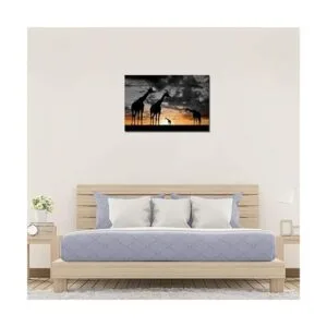 Póster de pared de Jirafas diseño de flores color blanco_4