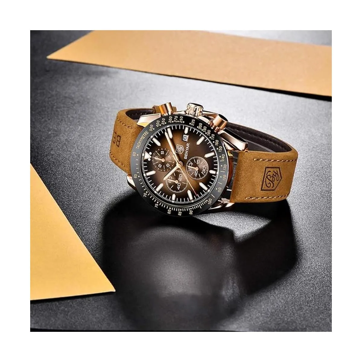 BENYAR Reloj de pulsera con cronógrafo analógico de_3