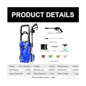 Lavadora eléctrica a presión 2.4GPM WHOLESUN 3000PSI._6