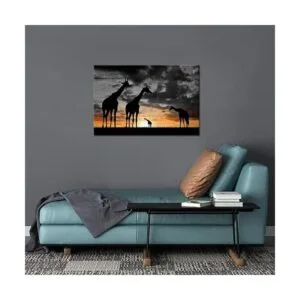 Póster de pared de Jirafas diseño de flores color blanco_2