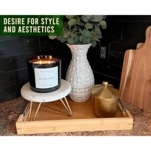 Bandejas modernas de bambú para servir con asas de metal