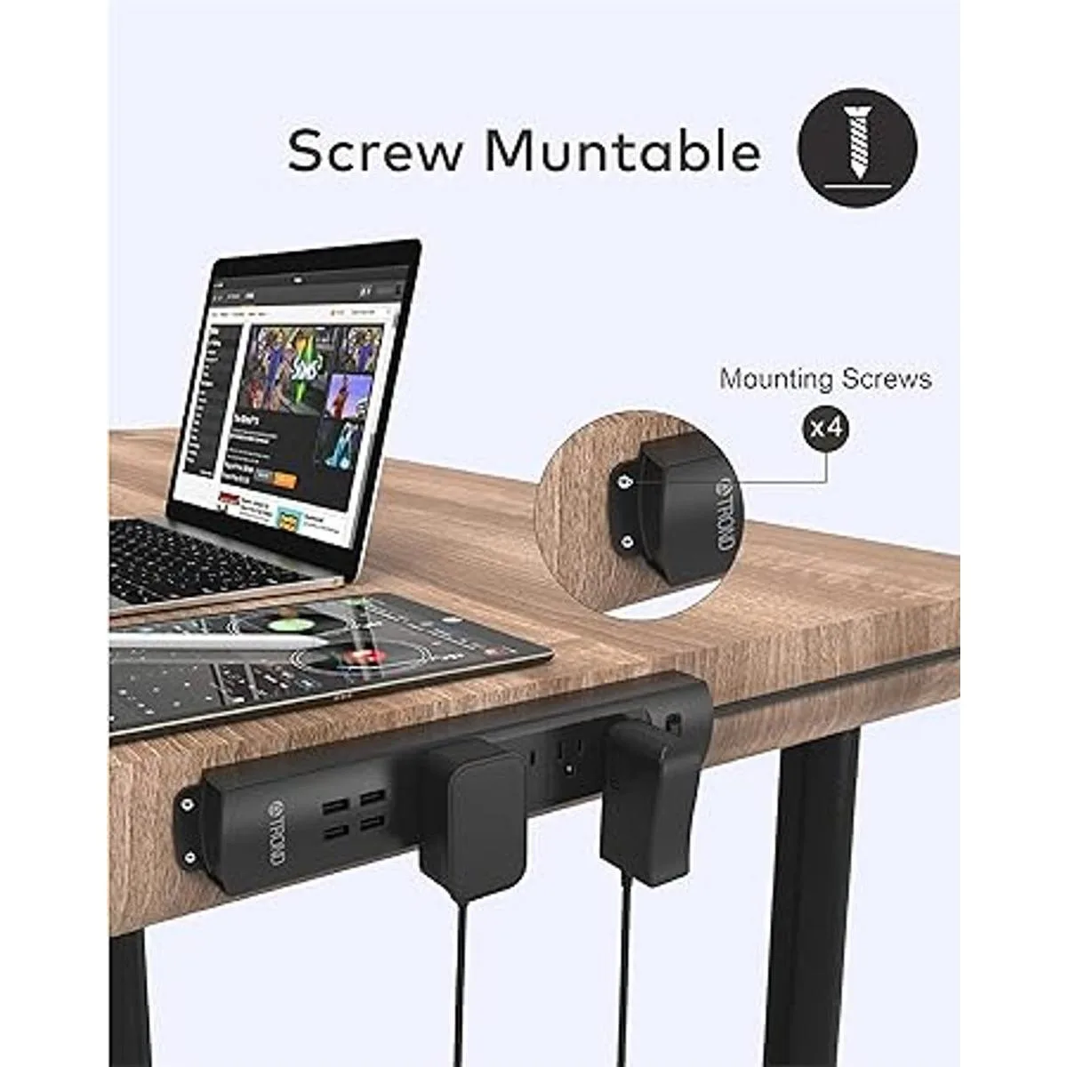 TROND Regleta protectora contra sobretensiones con USB_5