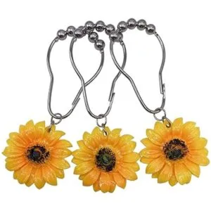 CHICTIE Ganchos para cortina de ducha de girasol ganchos_5