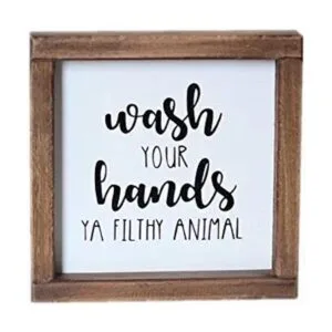 Lavender Inspired Wash Your Hands Ya Letrero de animales_1