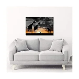 Póster de pared de Jirafas diseño de flores color blanco_5