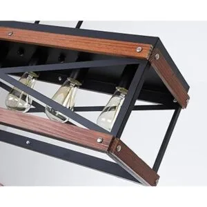 Casa Rústica Isla de Cocina Iluminación de Madera y Metal_4