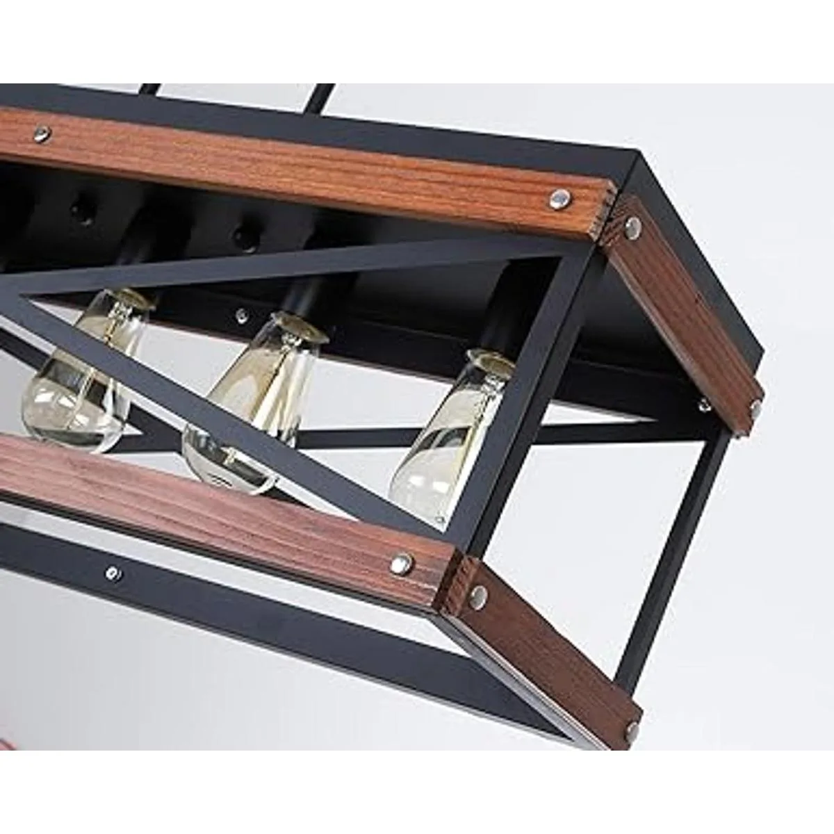 Casa Rústica Isla de Cocina Iluminación de Madera y Metal_4