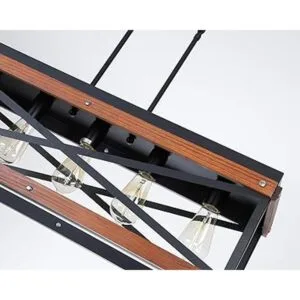 Casa Rústica Isla de Cocina Iluminación de Madera y Metal_3