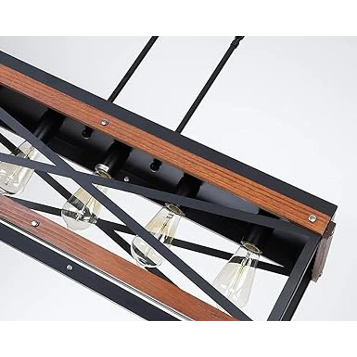 Casa Rústica Isla de Cocina Iluminación de Madera y Metal_3