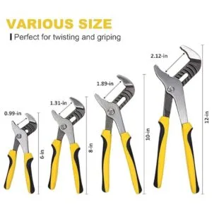TOPLINE Juego de alicates de junta de ranura de 4 piezas