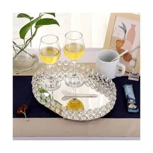Hipiwe Bandeja de maquillaje de cristal espejado bandeja