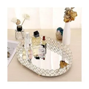 Hipiwe Bandeja de maquillaje de cristal espejado bandeja