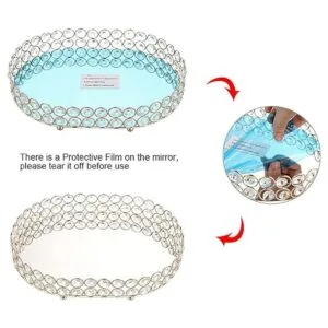 Hipiwe Bandeja de maquillaje de cristal espejado bandeja