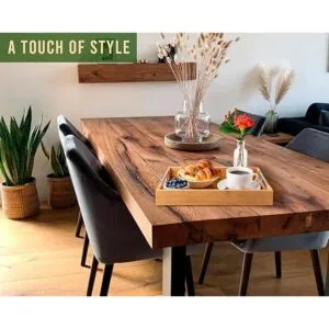 Bandejas modernas de bambú para servir con asas de metal