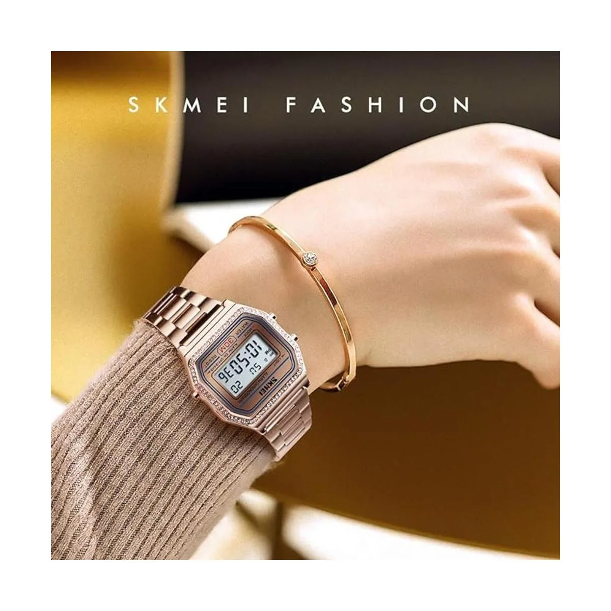 PASOY Reloj digital de acero inoxidable con_5