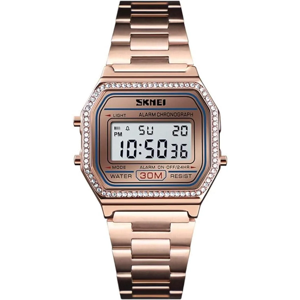 PASOY Reloj digital de acero inoxidable con_1