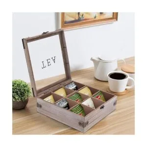 Caja de té de madera organizador de madera caja de_2
