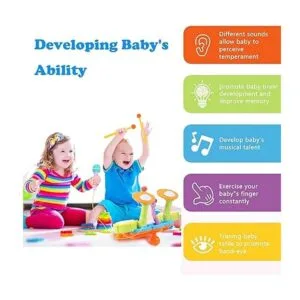 Cozybuy Juego de tambores para niños de 1 a 3 años_3