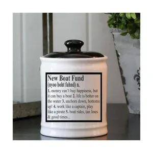 Cottage Creek New Boat Fund Alcancía tarro de dulces para