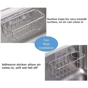 TESOT Sink Caddy Sponge Holder Brush Holder 2 in 1 with_3