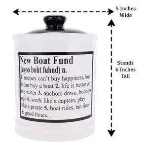 Cottage Creek New Boat Fund Alcancía tarro de dulces para
