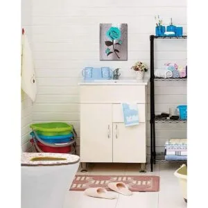 Arte de pared en lienzo con diseño de rosa verde azulado