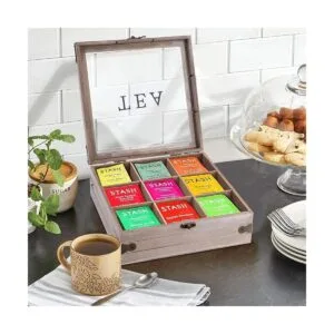 Caja de té de madera organizador de madera caja de_4
