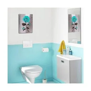 Arte de pared en lienzo con diseño de rosa verde azulado