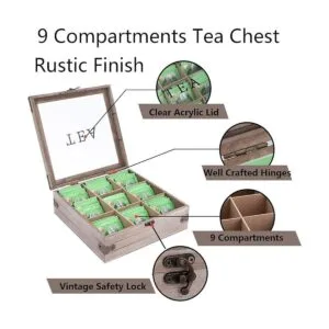Caja de té de madera organizador de madera caja de_5