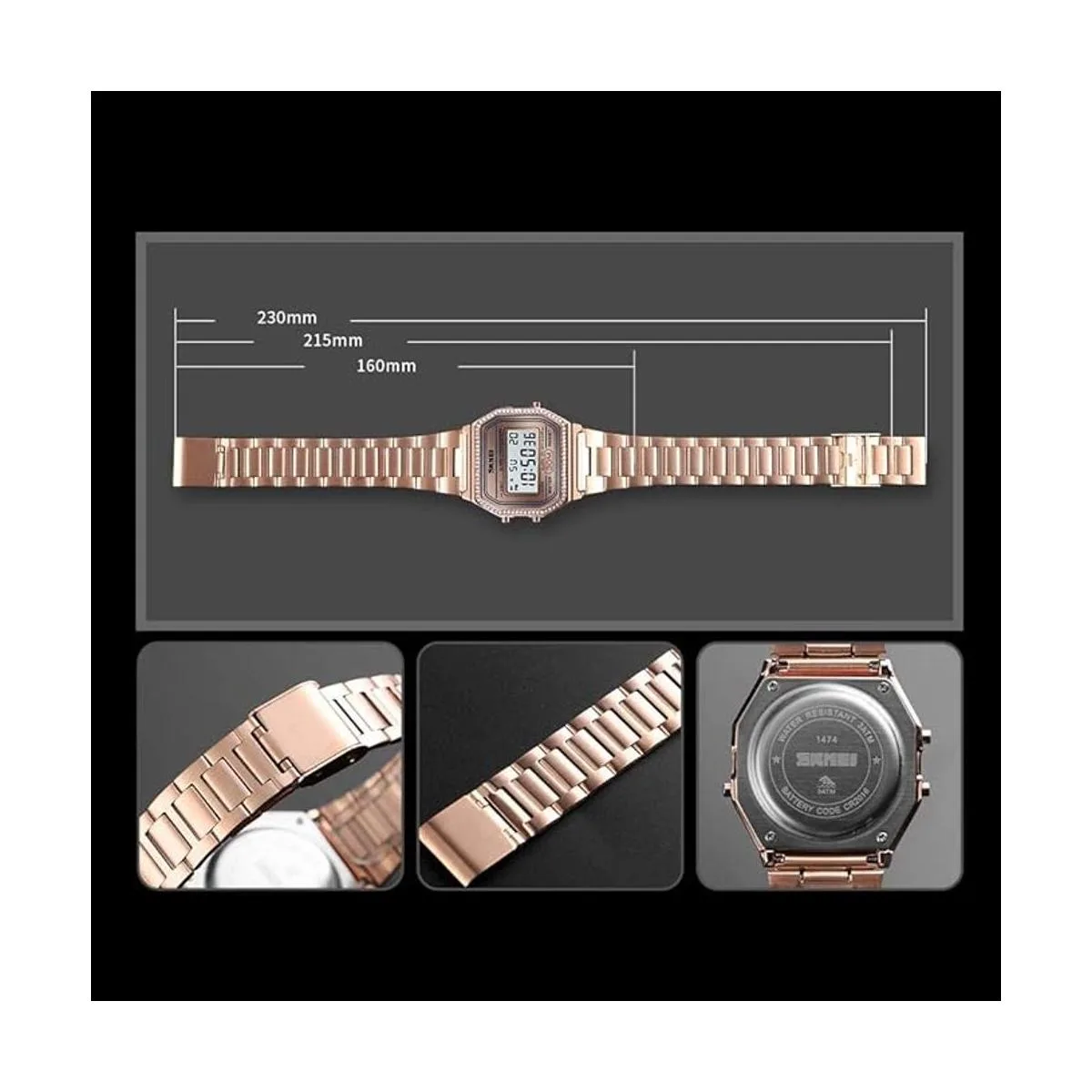 PASOY Reloj digital de acero inoxidable con_4