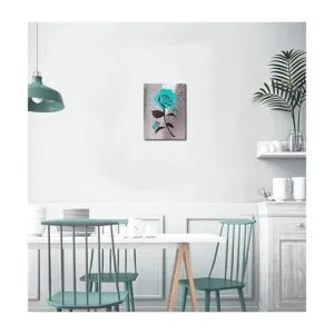 Arte de pared en lienzo con diseño de rosa verde azulado
