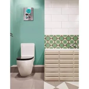 Arte de pared en lienzo con diseño de rosa verde azulado