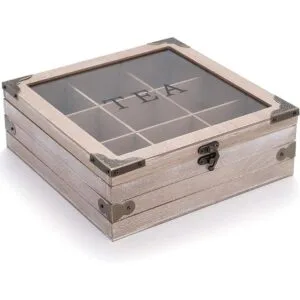 Caja de té de madera organizador de madera caja de_1