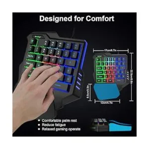 Teclado RGB para juegos de una mano USB con cable Rainbow