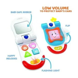 Baby Toy Flip Phone 4 botones interactivos de sonido y_2