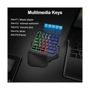 Teclado RGB para juegos de una mano USB con cable Rainbow
