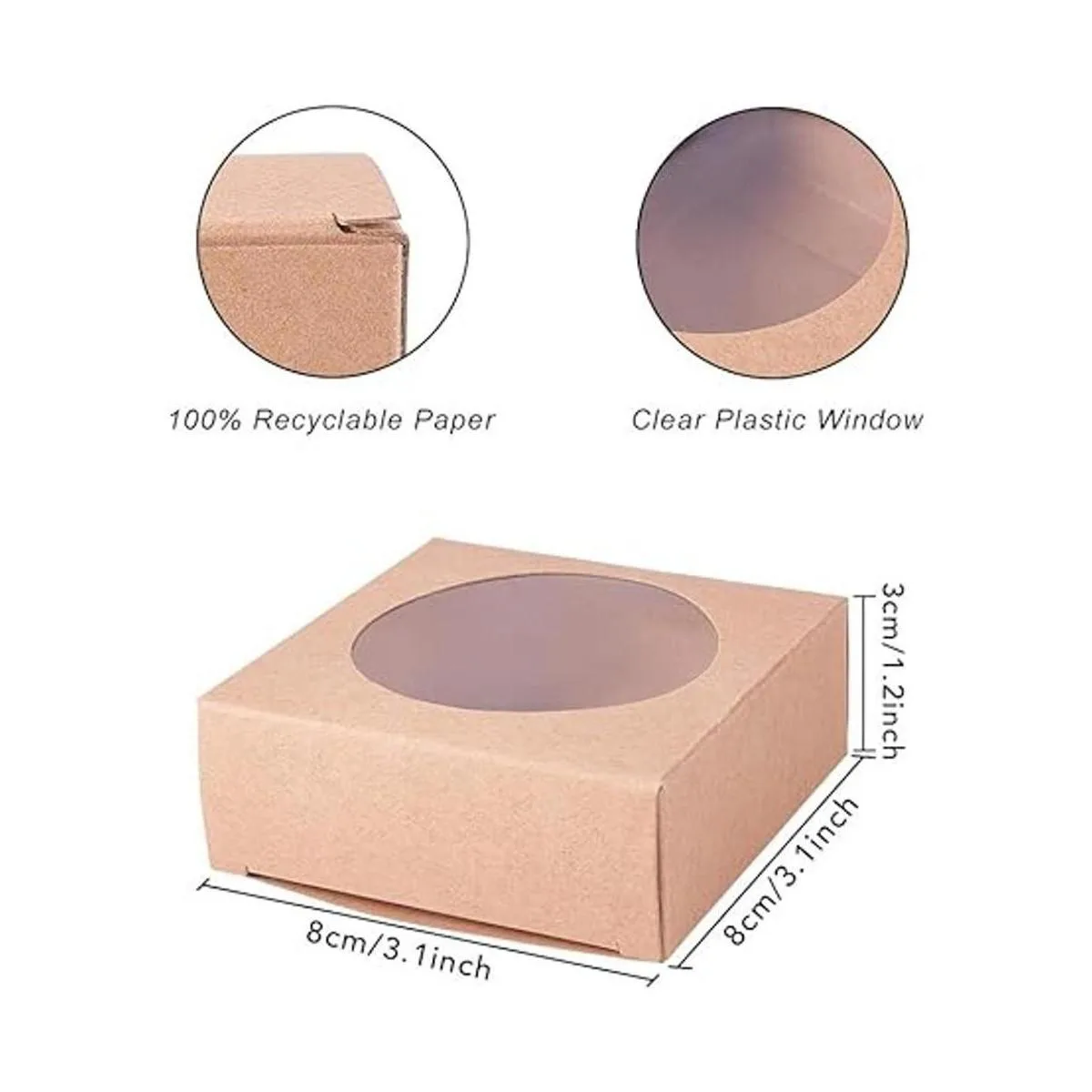 BENECREAT Paquete de 24 cajas de papel kraft cuadradas_2