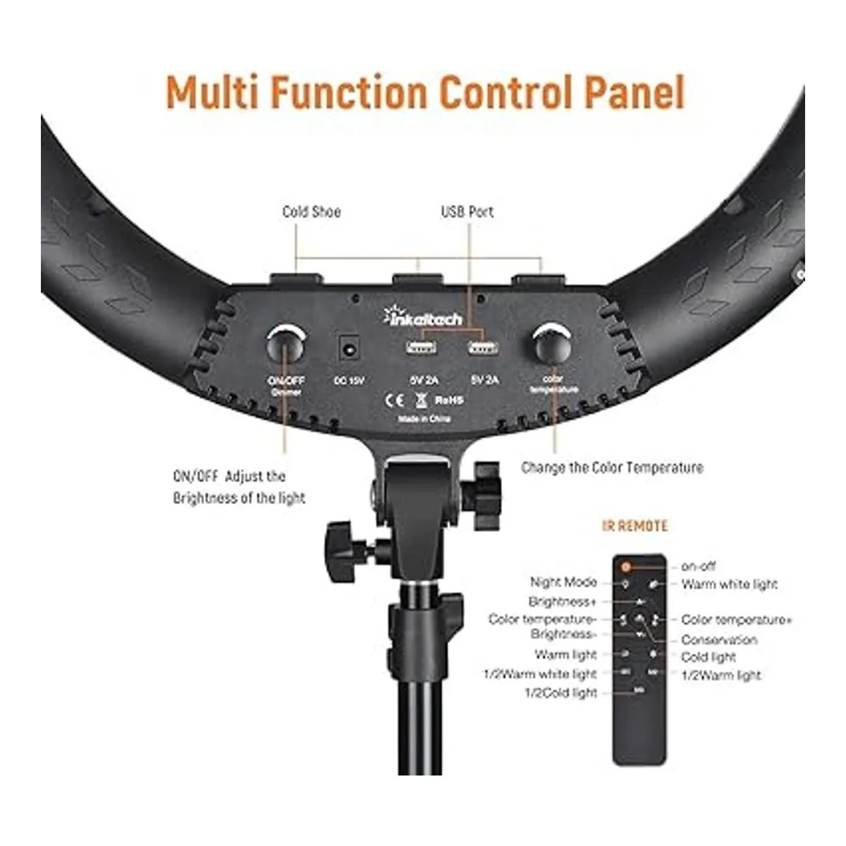 Inkeltech Anillo de luz de 21 pulgadas con trípode y_3