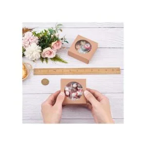 BENECREAT Paquete de 24 cajas de papel kraft cuadradas_3