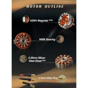 FLASH HOBBY Motor sin escobillas D3548 790 KV Motor para