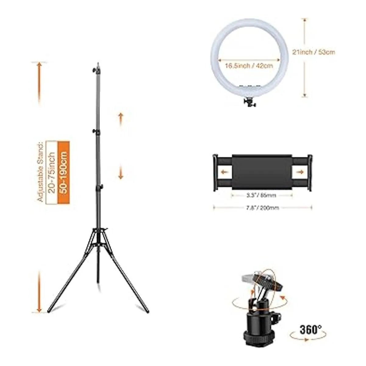 Inkeltech Anillo de luz de 21 pulgadas con trípode y_6